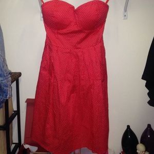 red polka dot skater dress